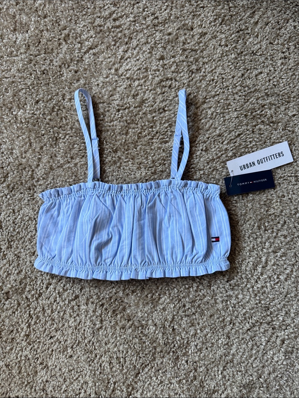 Hamptons Tommy Hilfiger blue striped cotton crop bralette top